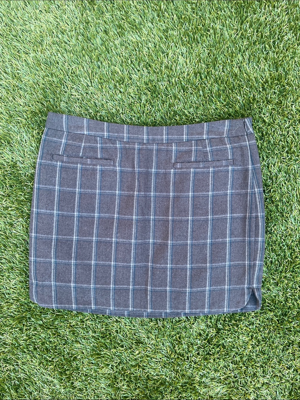 GAP Gray Plaid Mini Skirt with Blue Windowpane